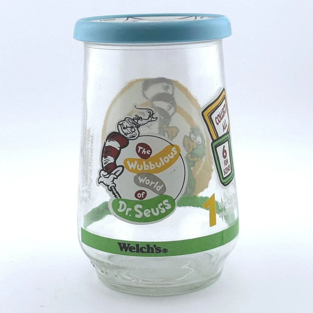 Vintage 1996 Welchs Dr Seuss Wubbulous World Jelly Jar Scene 1 Cat in the Hat